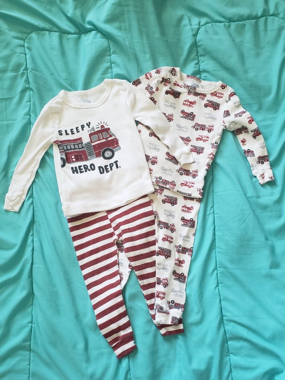Cutie Pie Dreamers Baby Boys PJs 4-Pc Fire Truck Bundle - Size 12 Months